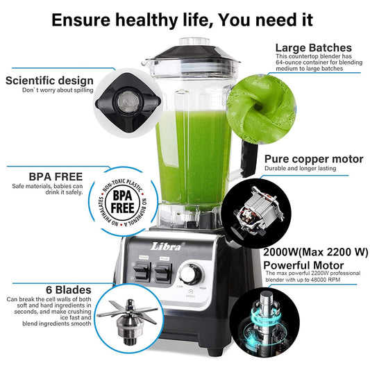 Libra 2000 watts commercial blender With 2 Litre Jar