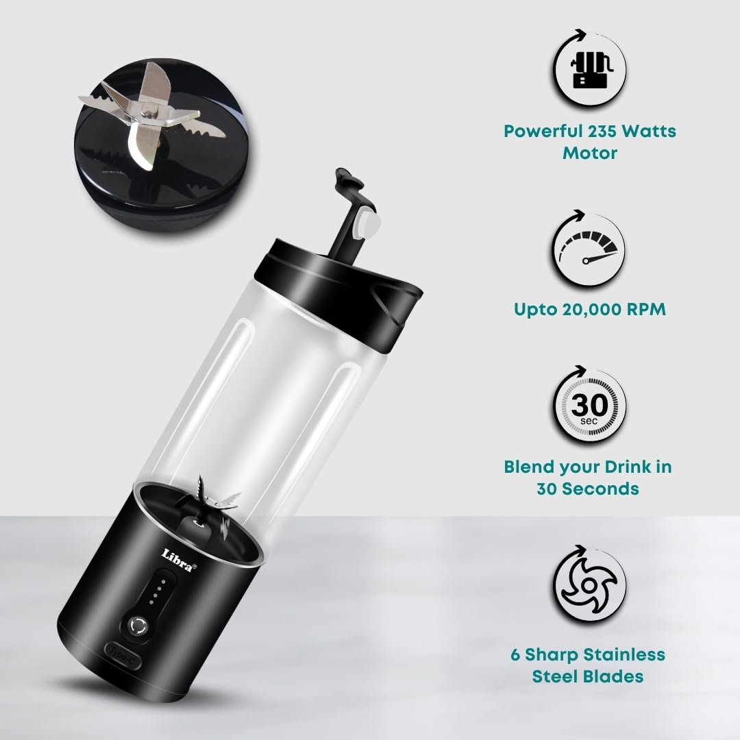 Libra 530ML Portable Blender With 4000mAh Battery - Black