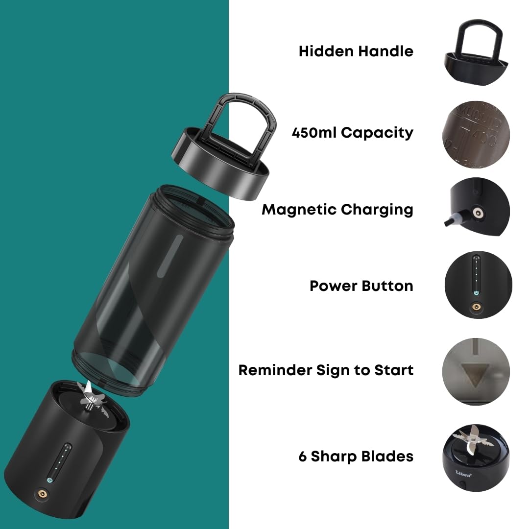 Libra 450ML Portable Blender With 4000mAh Battery - Black