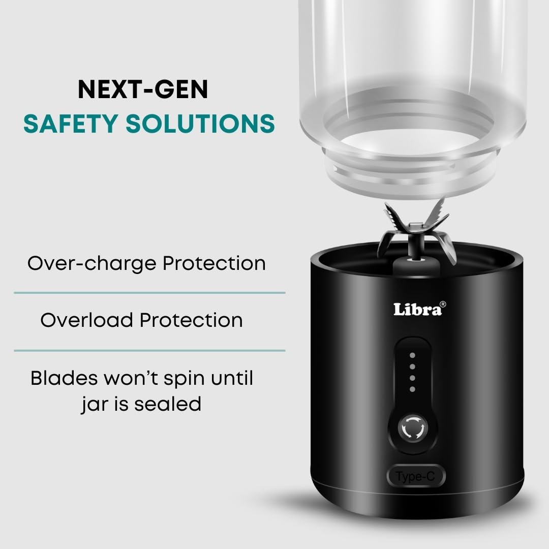 Libra 530ML Portable Blender With 4000mAh Battery - Black