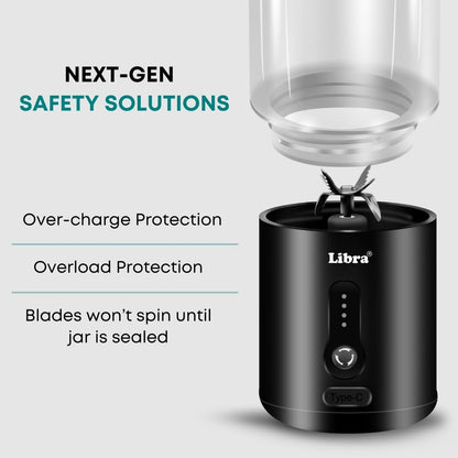 Libra 530ML Portable Blender With 4000mAh Battery - Black