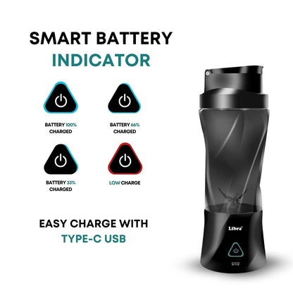 Libra 700ML Portable Blender With 6000mAh Battery - Black