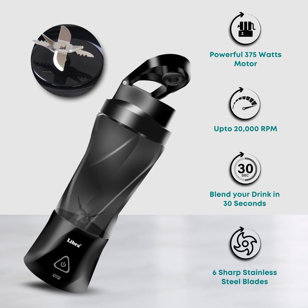 Libra 700ML Portable Blender With 6000mAh Battery - Black