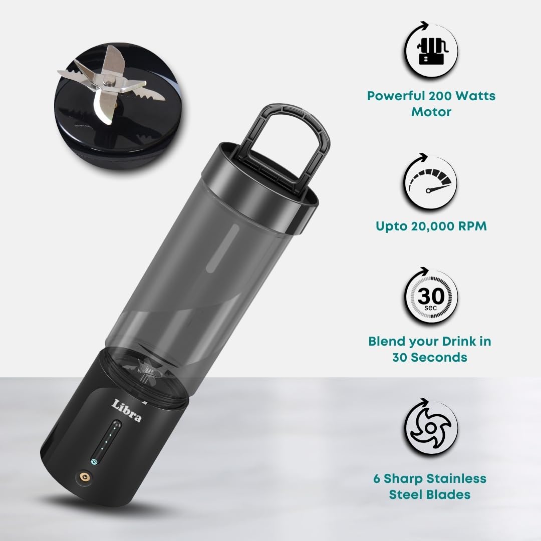Libra 450ML Portable Blender With 4000mAh Battery - Black