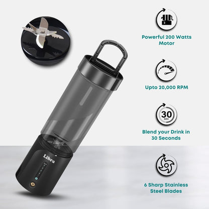 Libra 450ML Portable Blender With 4000mAh Battery - Black