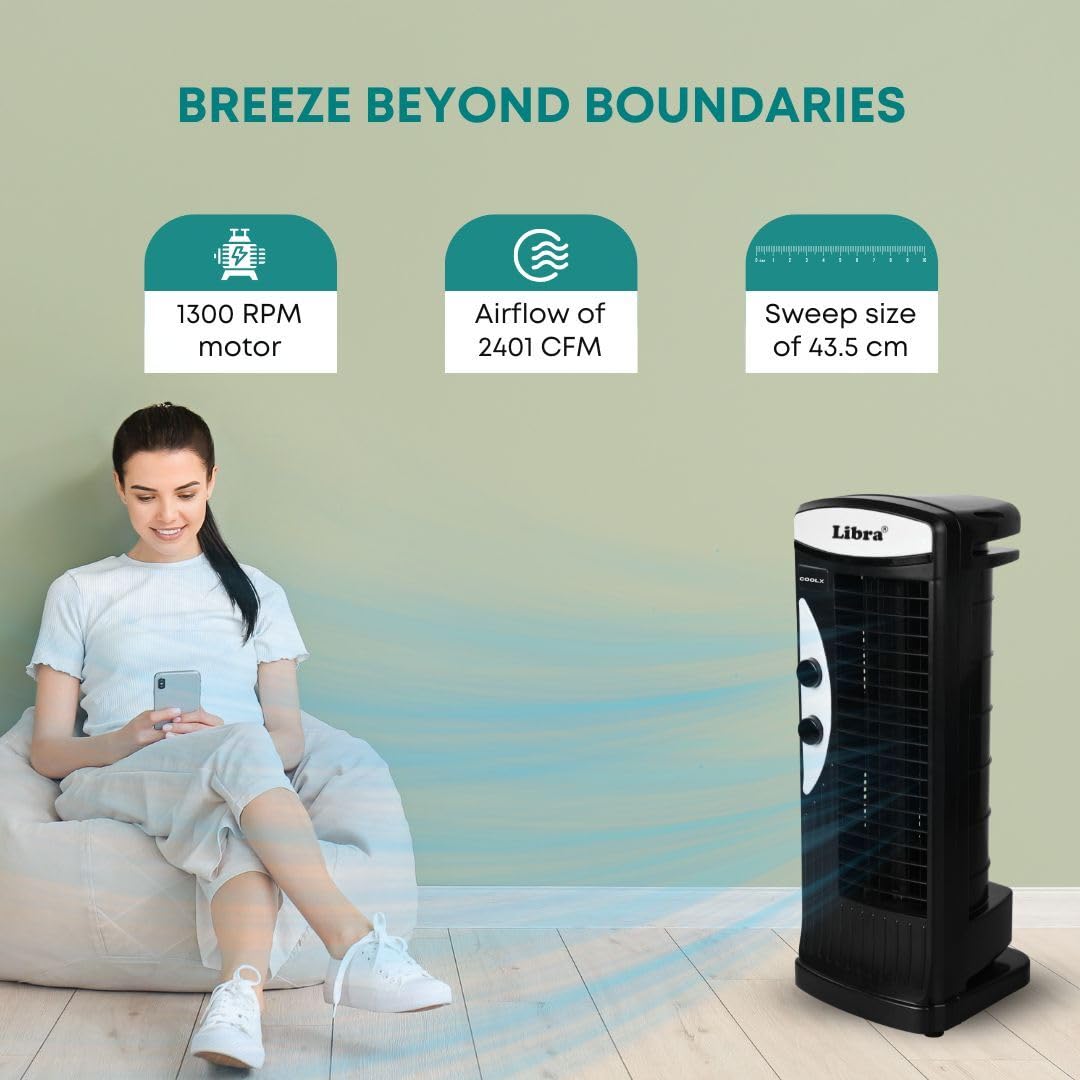 Libra coolX Tower Fan for Bedroom, Indoor, Office & Home Use