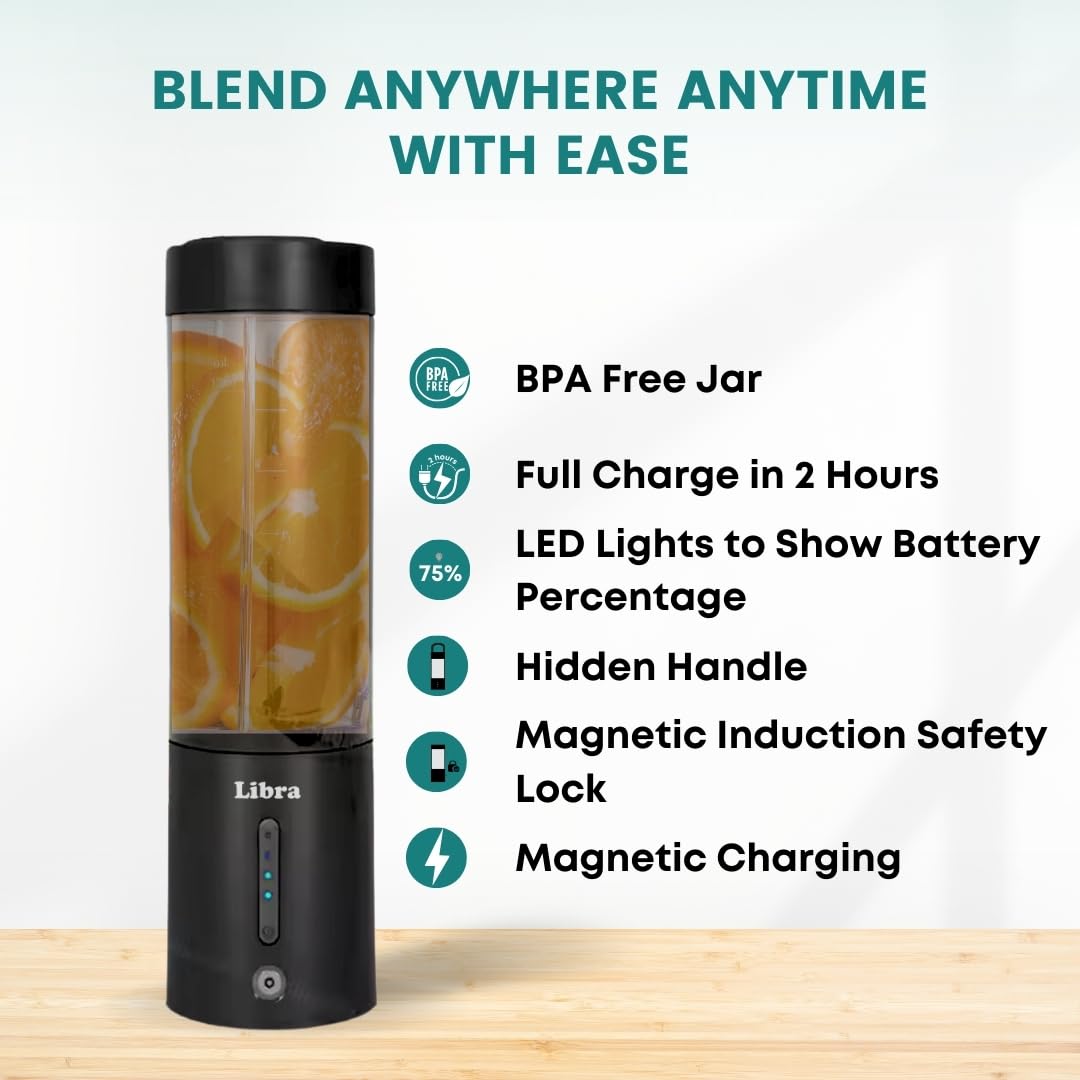 Libra 450ML Portable Blender With 4000mAh Battery - Black
