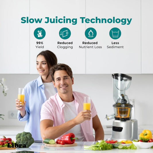 Libra Cold Press Juicer for Home, Whole Slow Cold Pressed Fruit Juicer