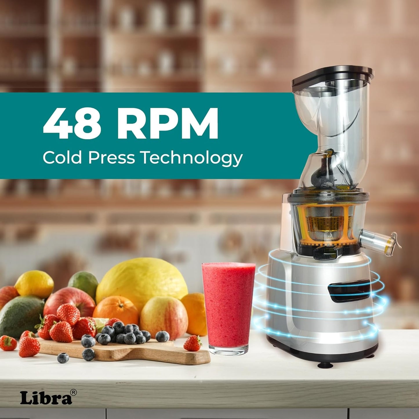 Libra Cold Press Juicer for Home, Whole Slow Cold Pressed Fruit Juicer