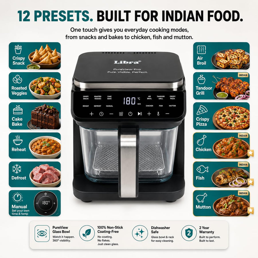 Libra 5.5L Glass Bowl Air Fryer