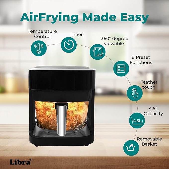 Libra 4.5 Liter Glass Bowl Air Fryer