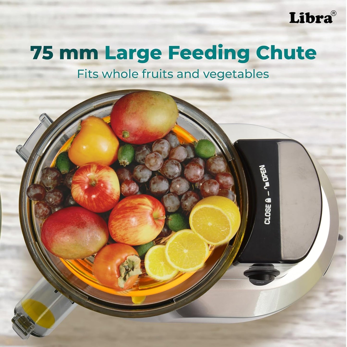 Libra Cold Press Juicer for Home, Whole Slow Cold Pressed Fruit Juicer