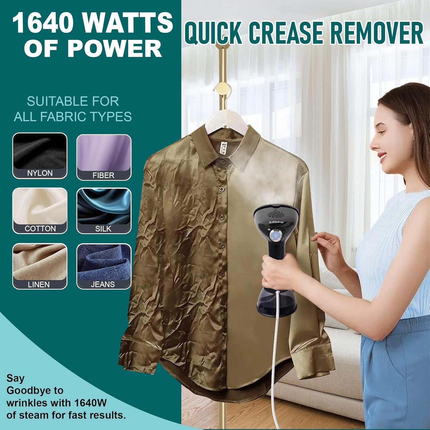Libra 1640 Watts Handheld Garment Steamer with 3 Levels - Black