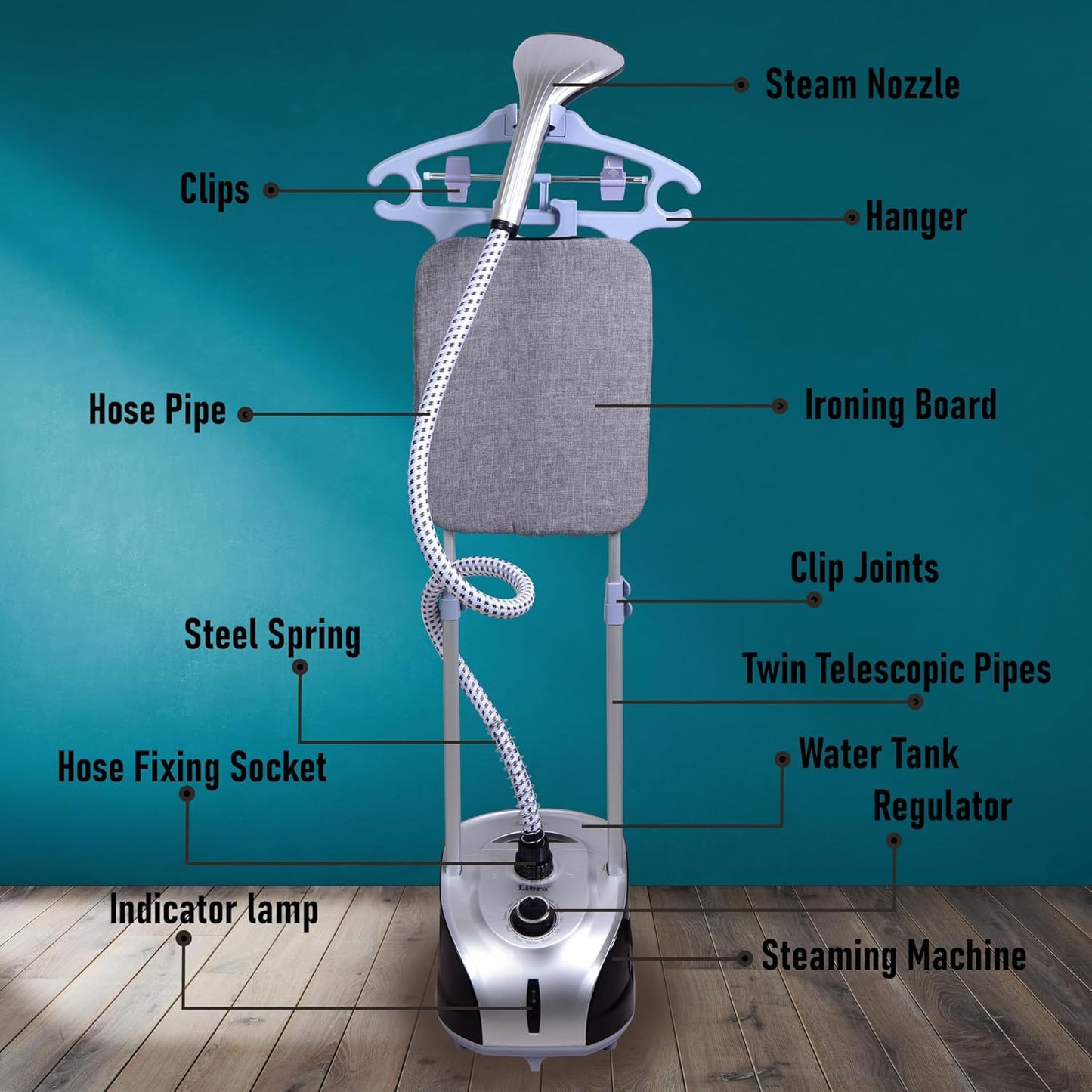 Libra 1950 Watts Standing Garment Steamer with 2 Liter Tank Capacity
