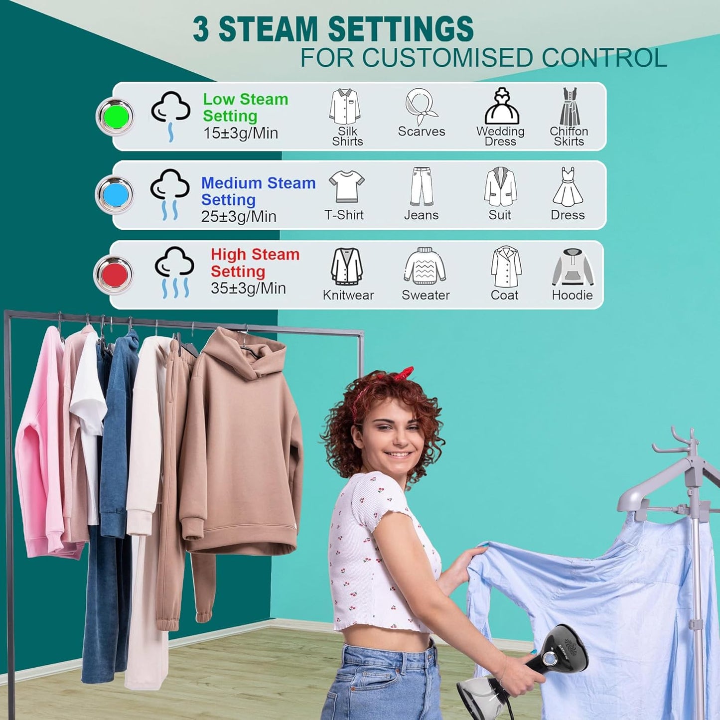 Libra 1640 Watts Handheld Garment Steamer with 3 Levels - Black