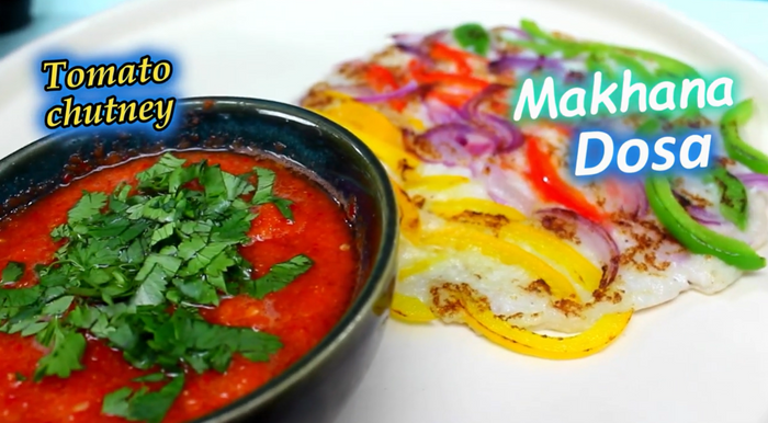 Makhana Dosa and Tangy Tomato Chutney