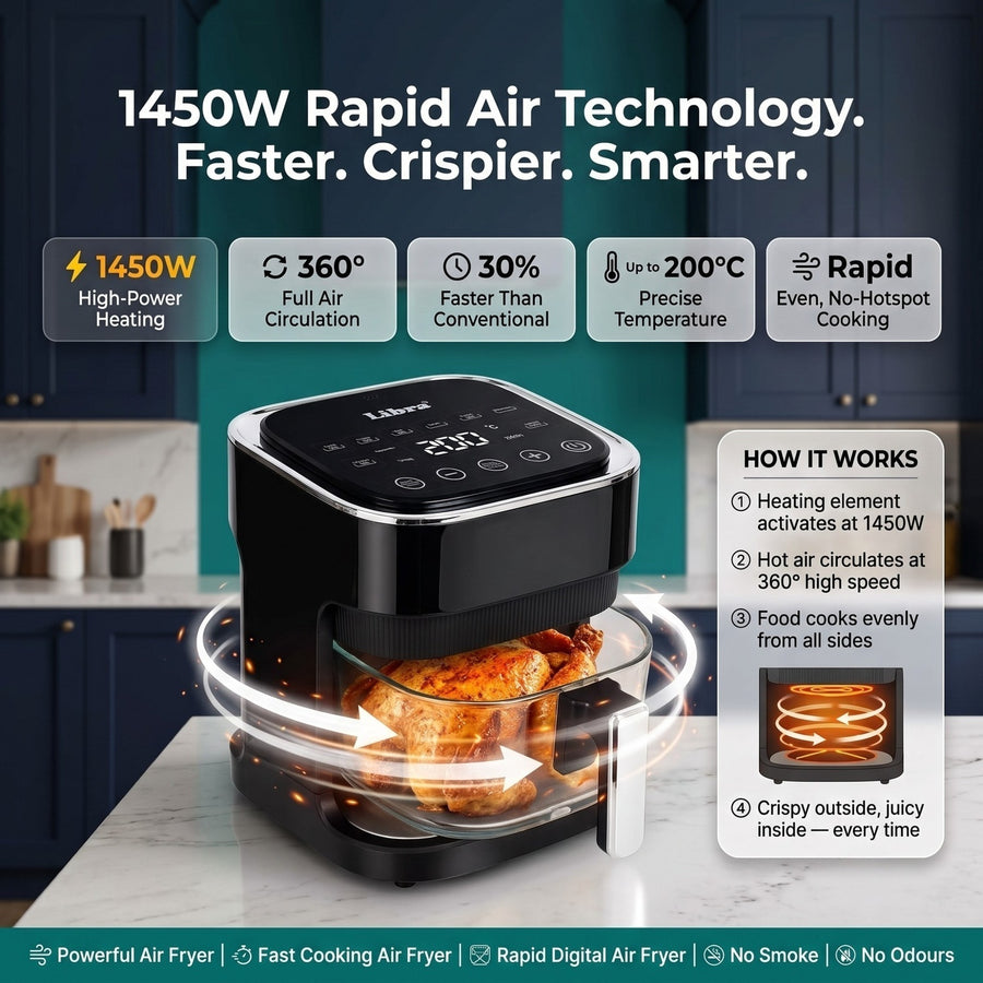 Libra 4.5L Glass Bowl Air Fryer