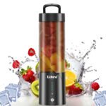 Libra Portable Blender for Smoothie and juices, Milk Shakes and Crushing Ice, USB Rechargeable Blender for Gym, Office and School, 4000 mAh 200 Watts Motor, 450 ML Jar, 6 Sharp SS Blades (Black)